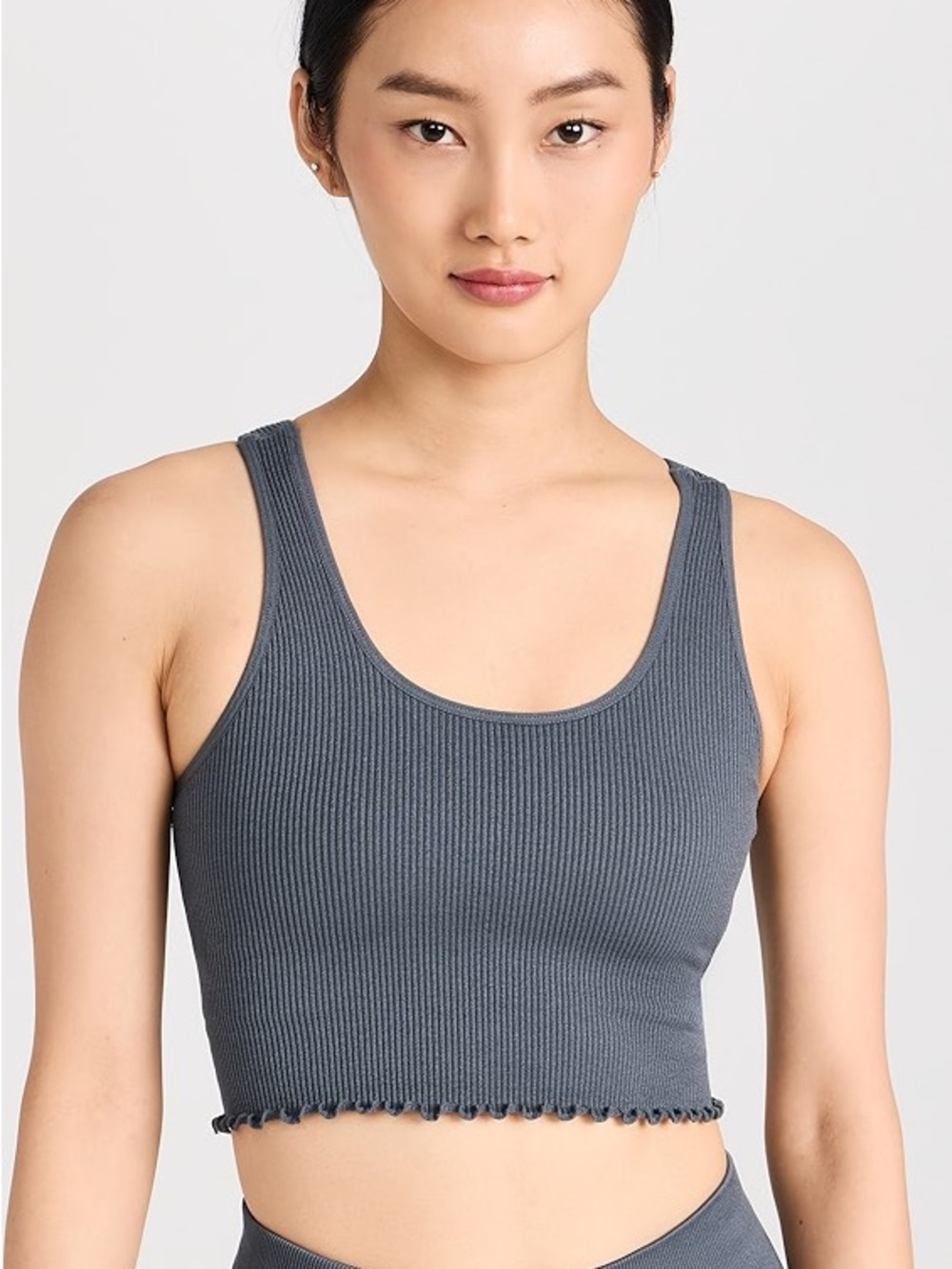 Spiritual Gangster Ribbed workout set top and leggings in Charcoal Gray